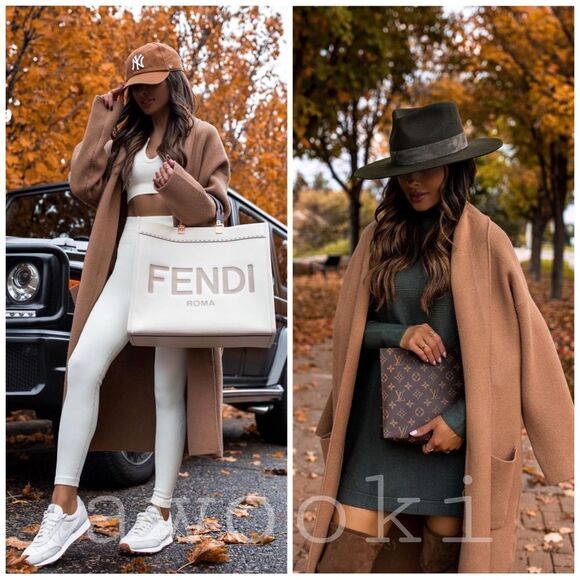 Mango Oversized Knit Coat With Pockets New - Picture 2 of 12